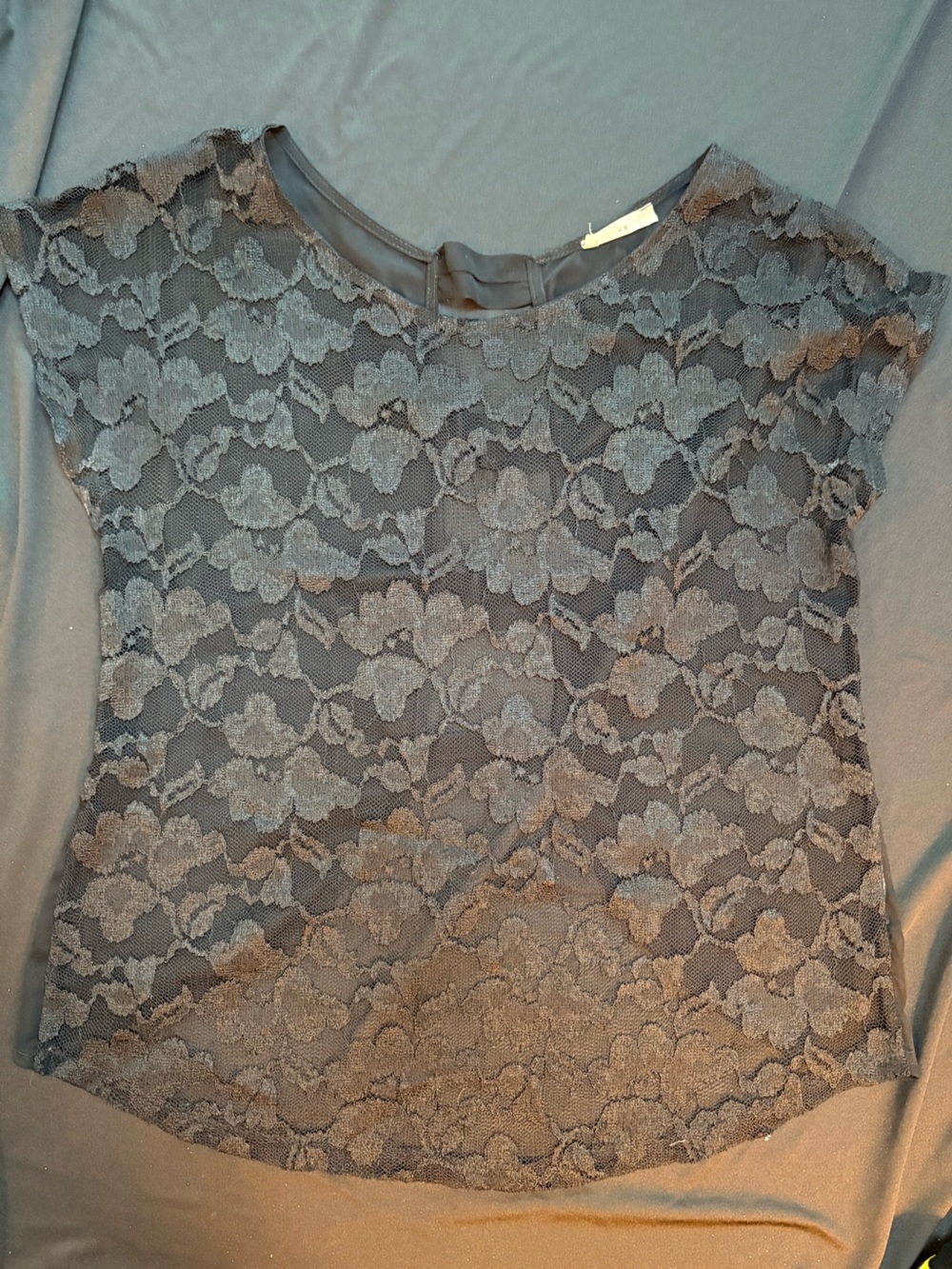 Floral Lace Overlay Top in black